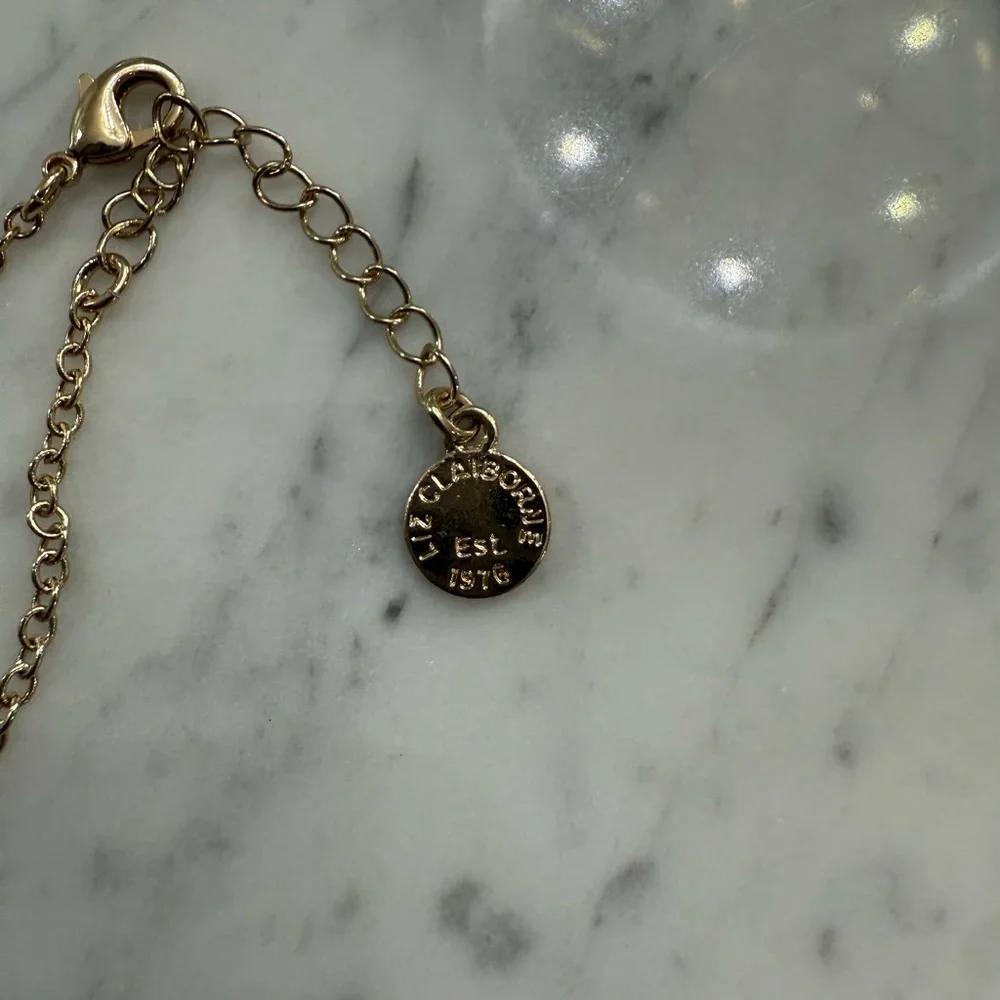 Vintage Liz Claiborne Necklace & Earrings 16-18”  Red Pendants Gold Tone Jewelry - Picture 2 of 5